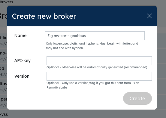 [Image] Input fields availabel when creating a broker